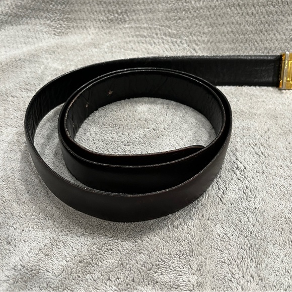 Vintage yves saint Laurent brown/black leather belt reversible size 38 - Picture 5 of 7